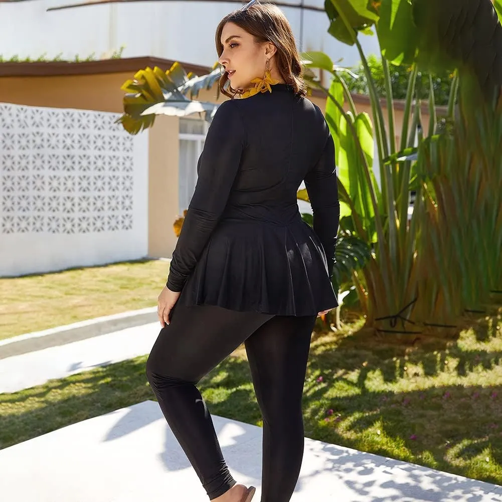 AWIBMK Muslim Swimsuits for Women Plus Size Full Coverage Swimwear Modest Islamic Hijab Ladies Swimming Burkini Bathing Suit