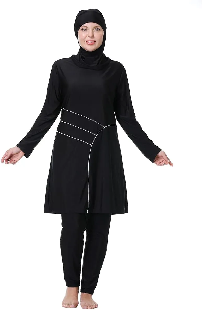 AWIBMK Muslim Swimsuits for Women Plus Size Full Coverage Swimwear Modest Islamic Hijab Ladies Swimming Burkini Bathing Suit