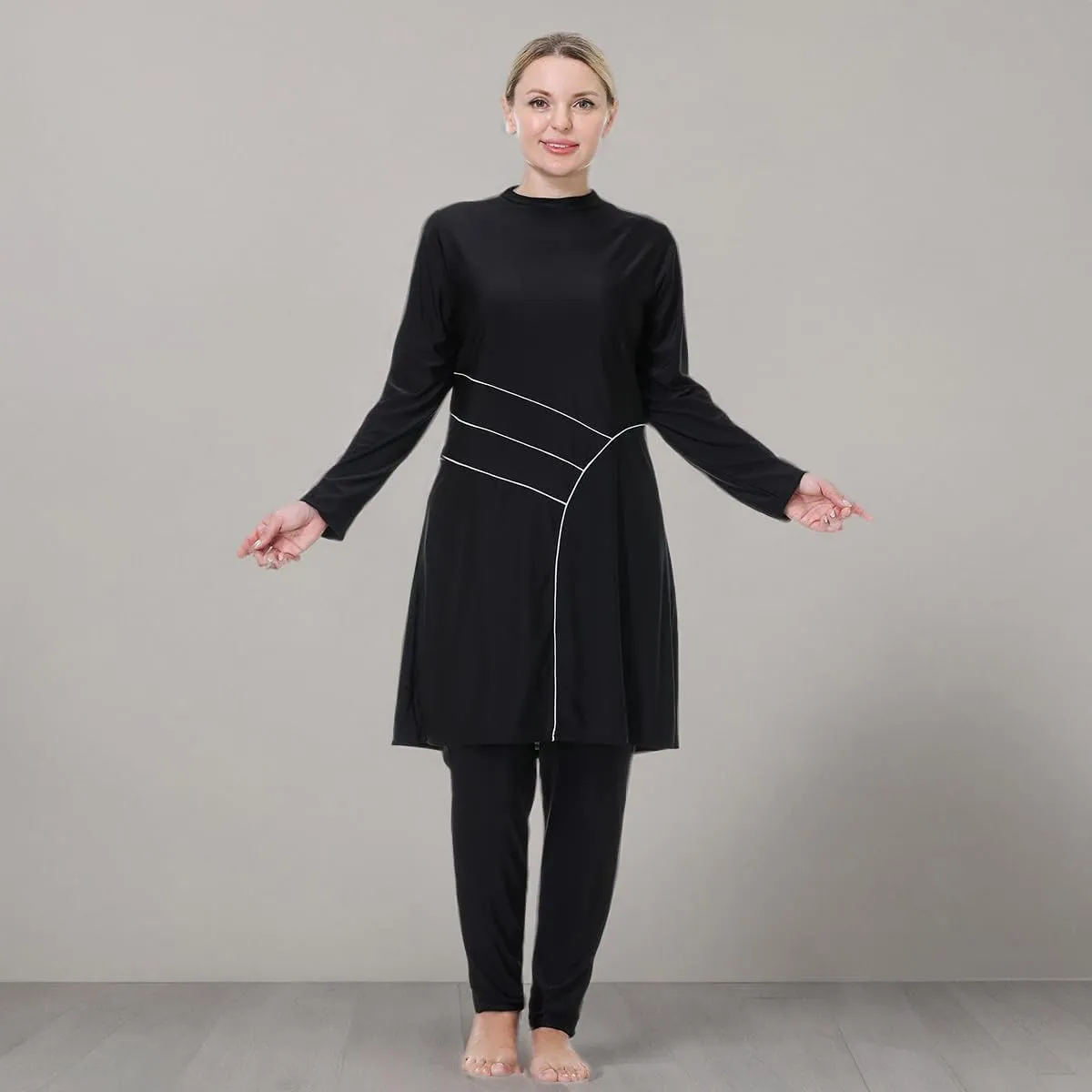 AWIBMK Muslim Swimsuits for Women Plus Size Full Coverage Swimwear Modest Islamic Hijab Ladies Swimming Burkini Bathing Suit