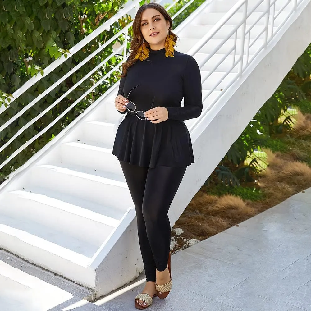 AWIBMK Muslim Swimsuits for Women Plus Size Full Coverage Swimwear Modest Islamic Hijab Ladies Swimming Burkini Bathing Suit