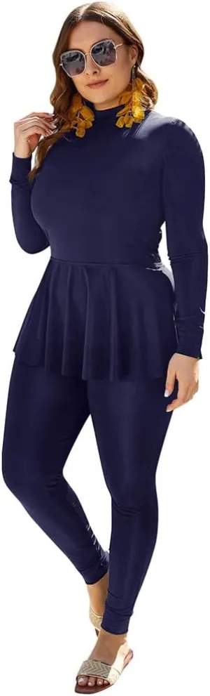AWIBMK Muslim Swimsuits for Women Plus Size Full Coverage Swimwear Modest Islamic Hijab Ladies Swimming Burkini Bathing Suit