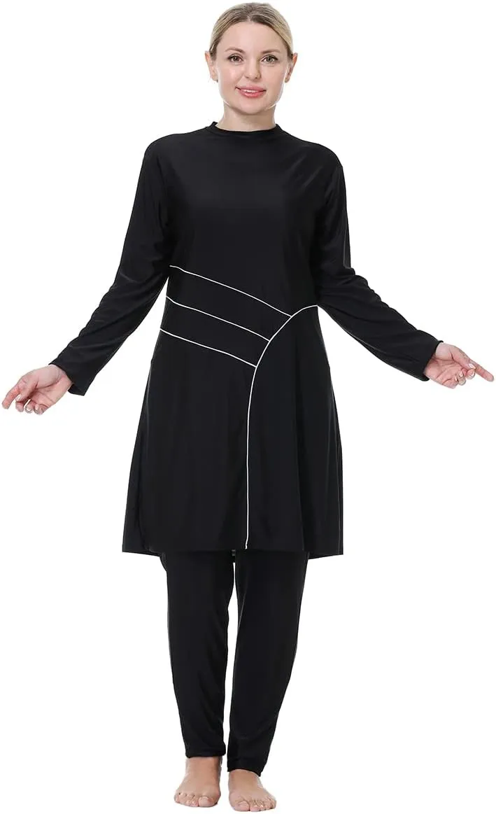 AWIBMK Muslim Swimsuits for Women Plus Size Full Coverage Swimwear Modest Islamic Hijab Ladies Swimming Burkini Bathing Suit