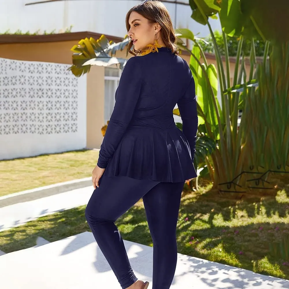 AWIBMK Muslim Swimsuits for Women Plus Size Full Coverage Swimwear Modest Islamic Hijab Ladies Swimming Burkini Bathing Suit