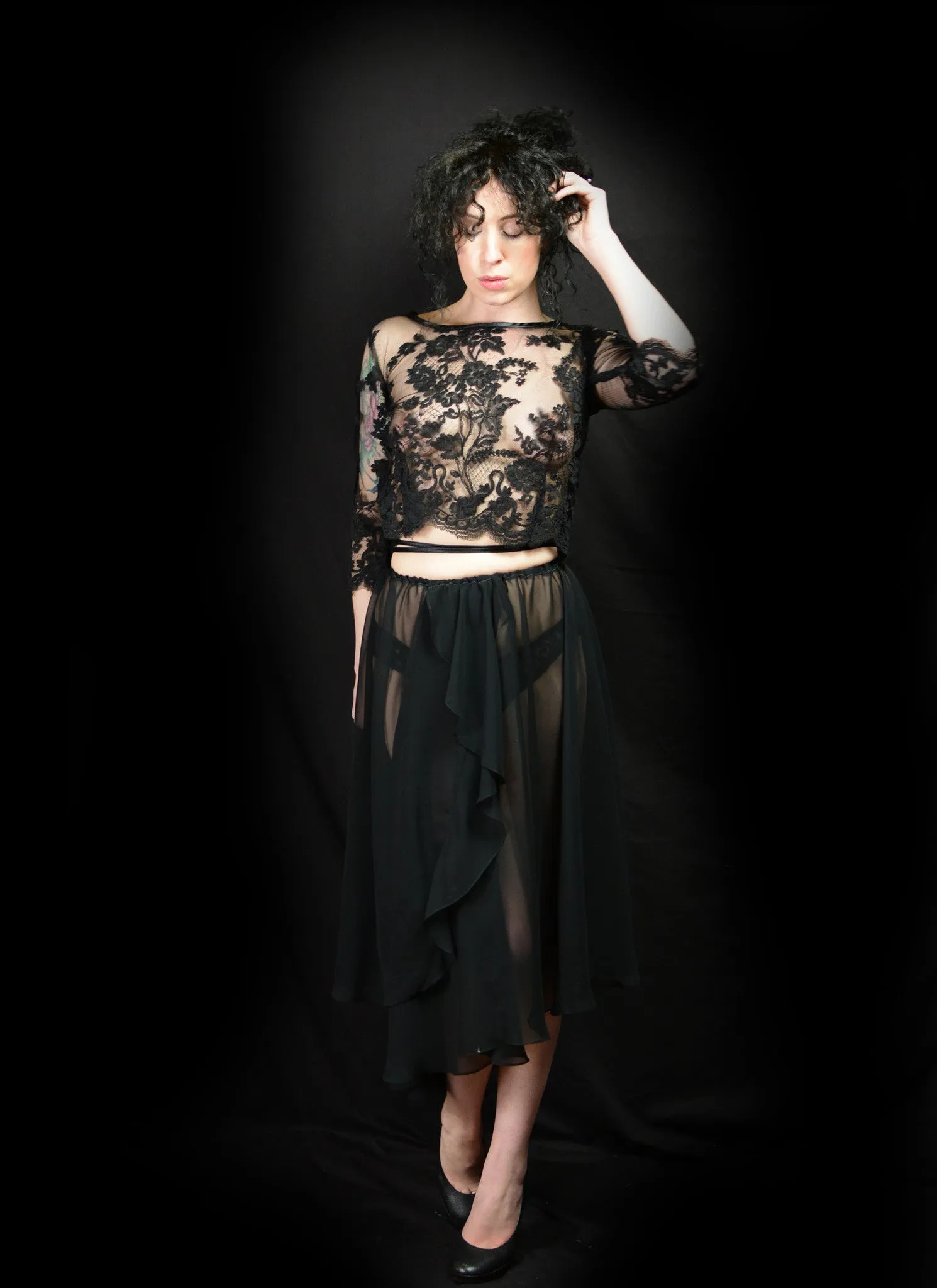 Babette - Black Corded Lace Top