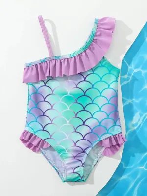 Baby Girls’ Mermaid Purple & Green One-Piece