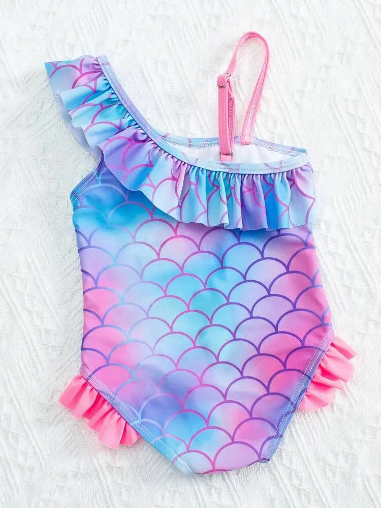 Baby Girls’ Mermaid Purple & Green One-Piece