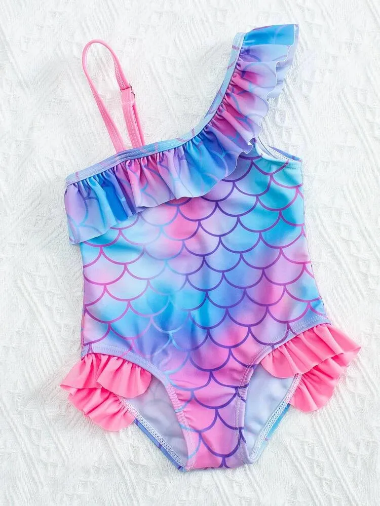 Baby Girls’ Mermaid Purple & Green One-Piece