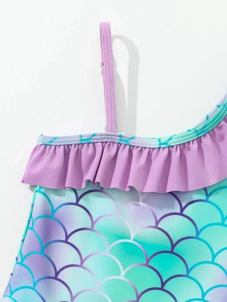Baby Girls’ Mermaid Purple & Green One-Piece