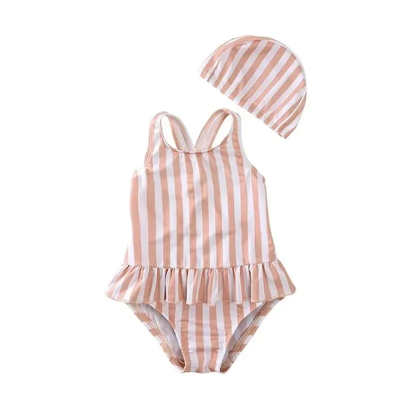 Baby Girls Swimsuit Long Sleeves One Piece Swimwear for Kids Toddler