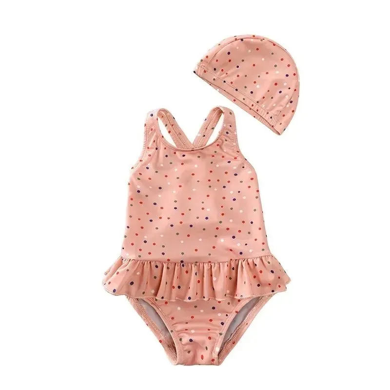 Baby Girls Swimsuit Long Sleeves One Piece Swimwear for Kids Toddler
