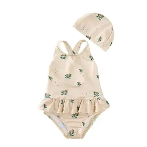 Baby Girls Swimsuit Long Sleeves One Piece Swimwear for Kids Toddler