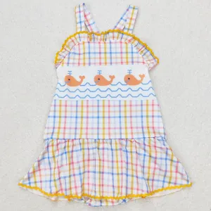 Baby Girls Swimsuits Orange Whales Ruffle One Piece Swimsuits S0396