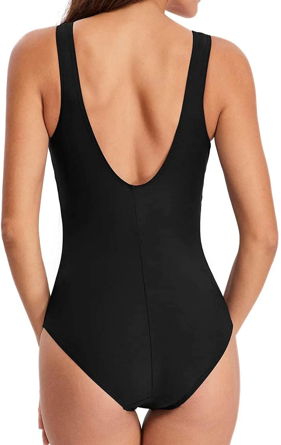 Backless One Piece Swimsuit Women Tummy Control High Cut Bathing Suits Slimming Sexy Color Block Swim Suits Swimwear