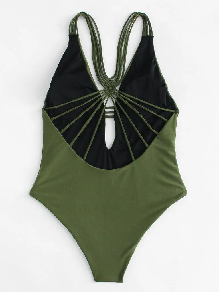 Backless Woven Swimsuit