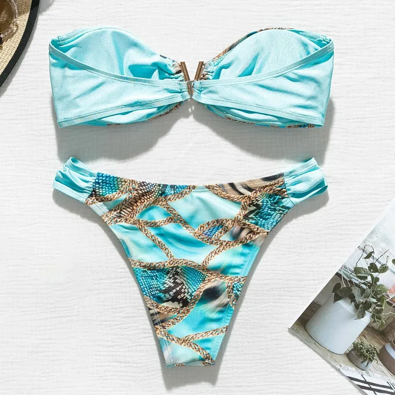 Bandeau High Cut Boho Bikini