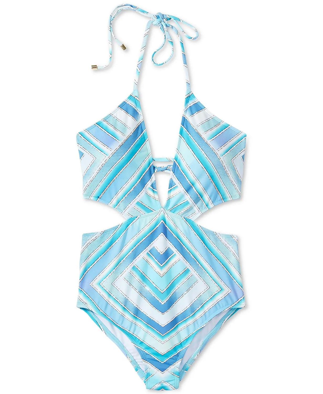 Bar III Women's Cutout Monokini One-Piece Swimsuit, Crystal Blue, M