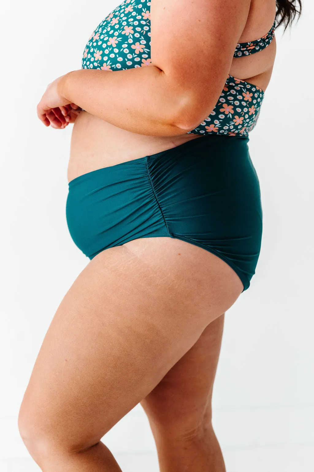 Basic Beach Ruched Bottoms in Laguna