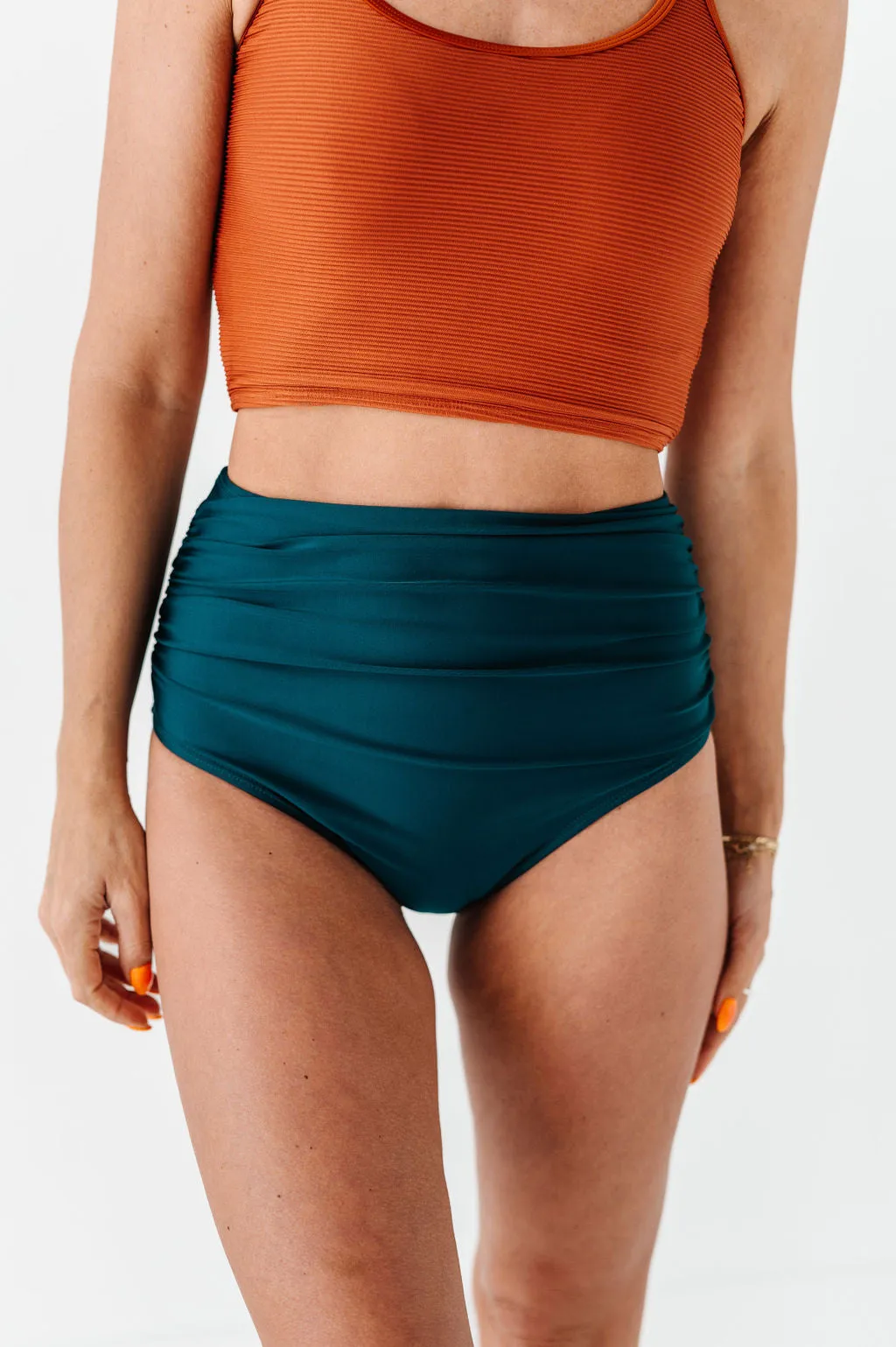Basic Beach Ruched Bottoms in Laguna