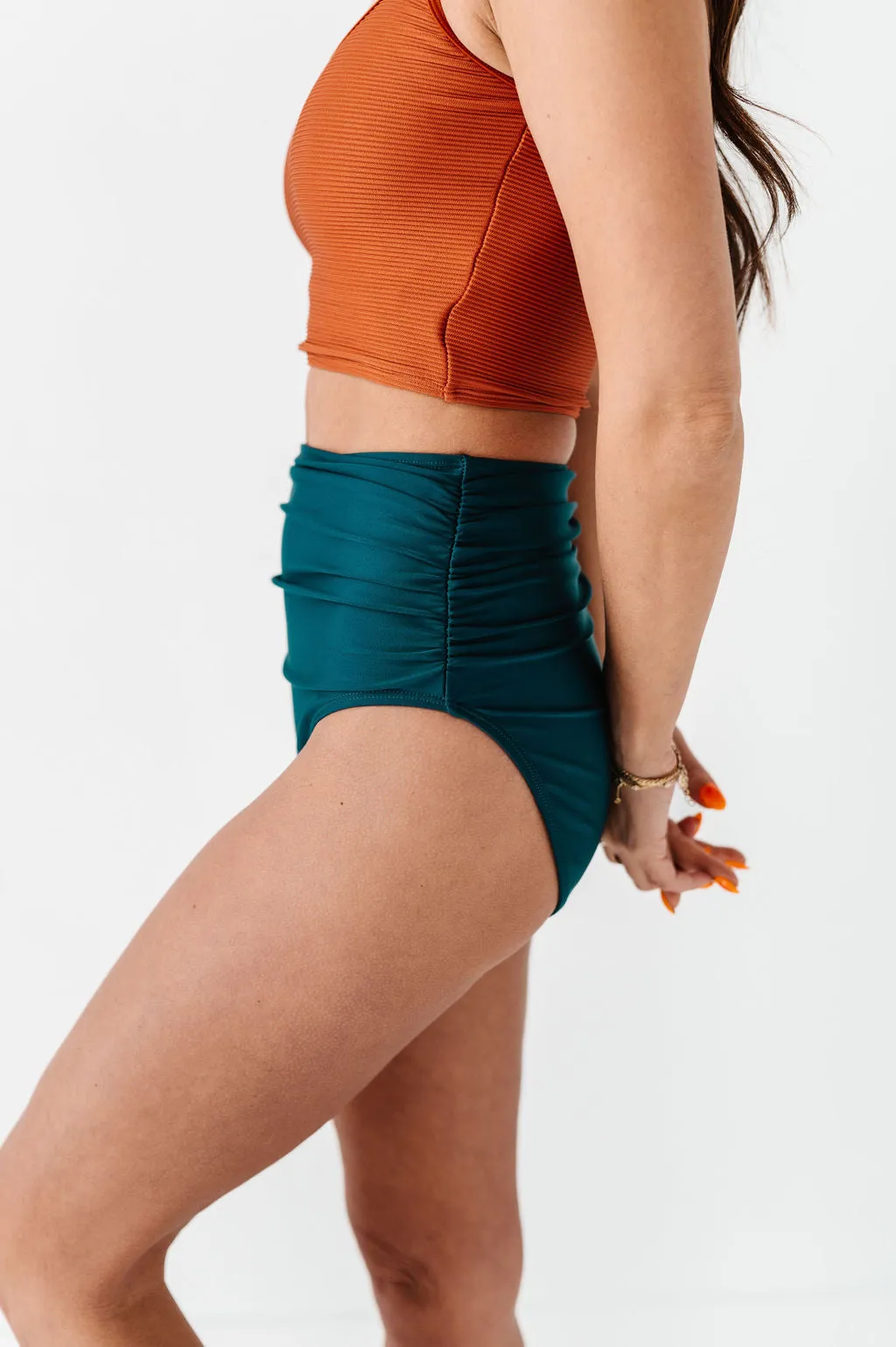 Basic Beach Ruched Bottoms in Laguna