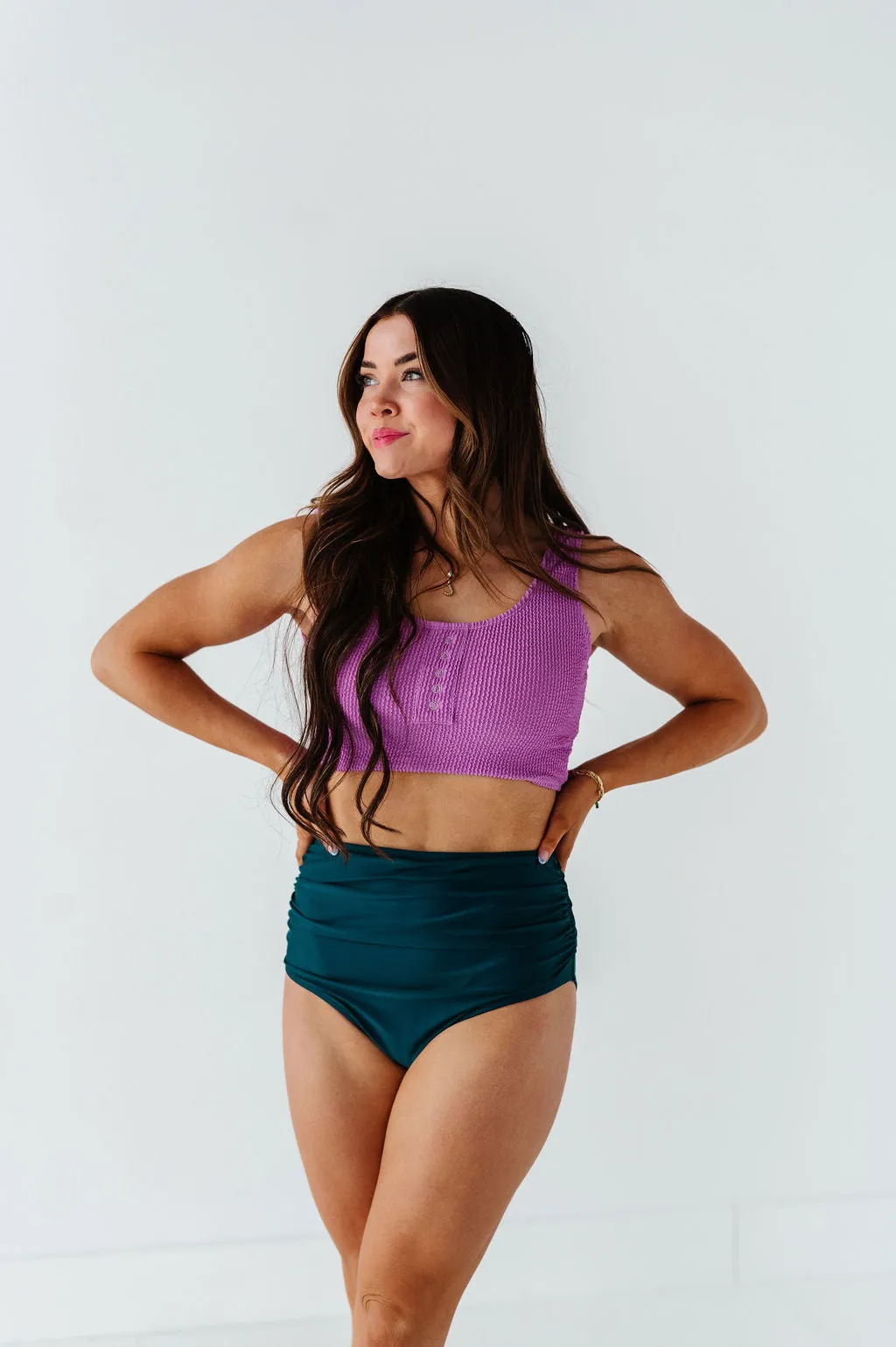 Basic Beach Ruched Bottoms in Laguna