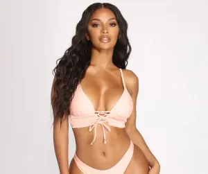 Beach Babe Lace Up Swim Top
