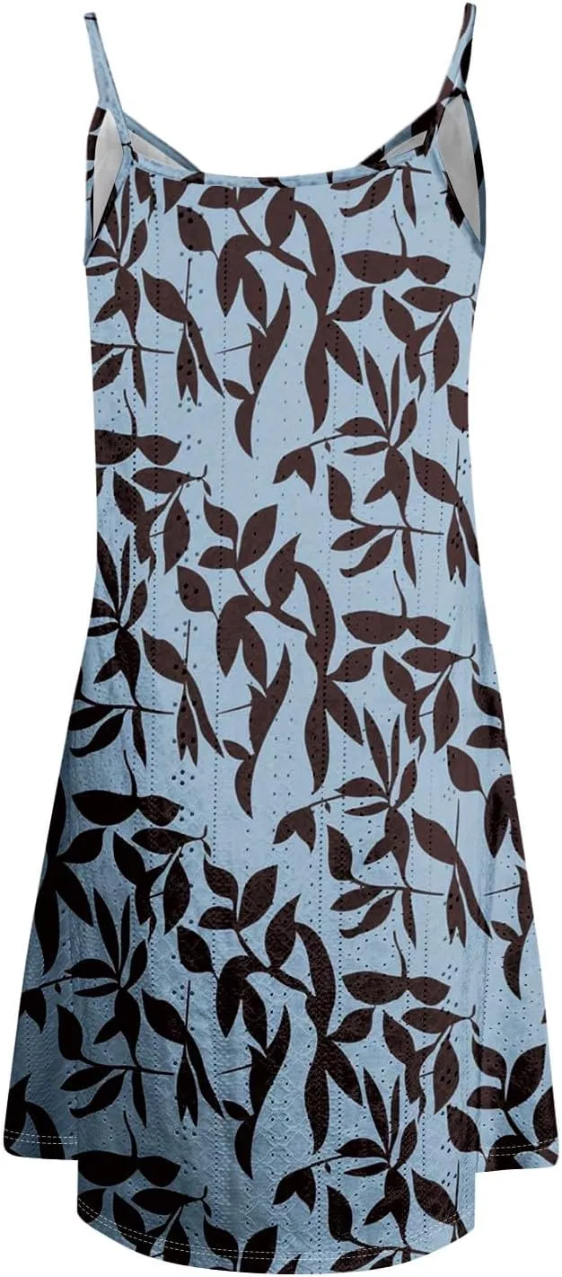 Beach Cover Ups for Women Plus Size 2025 Eyelet Casual Sleeveless Sun Dress Spaghetti Strap Midi Boho Floral Dress