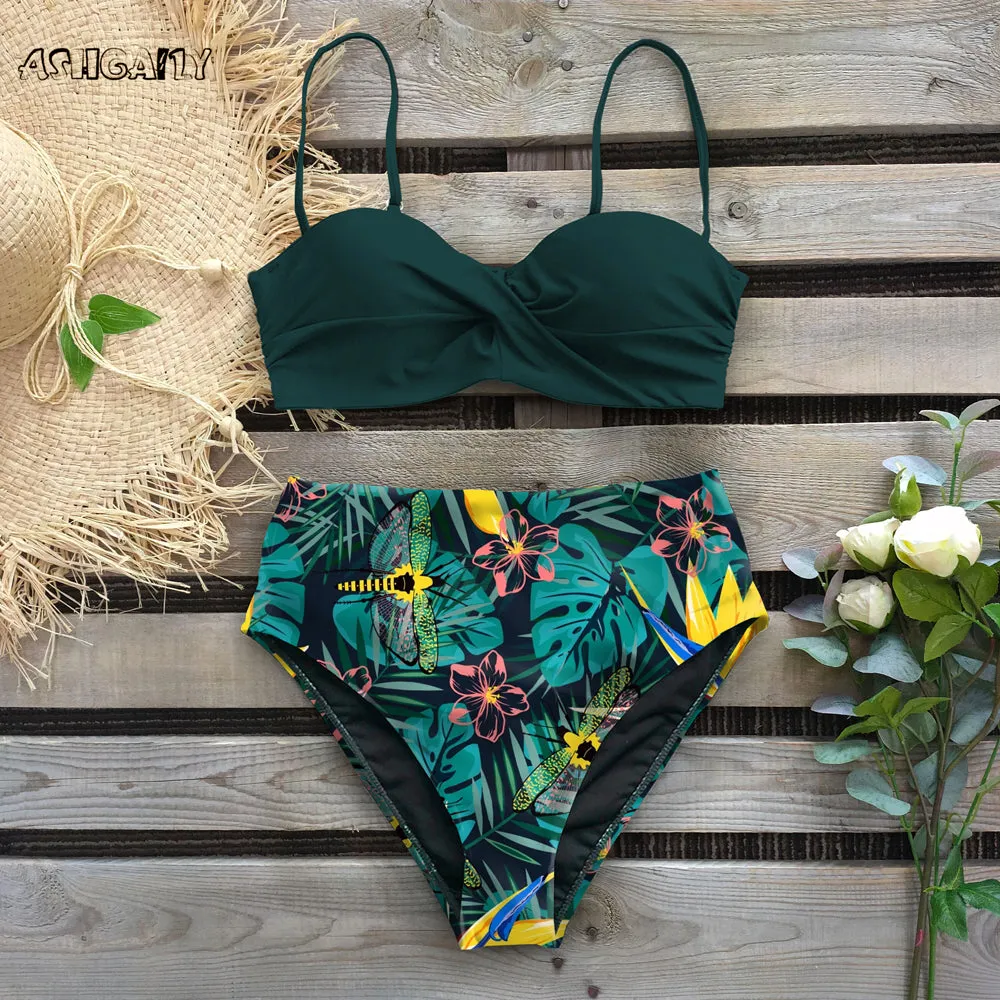 Beach Cutout High Rise Thong Bottom Bikinis