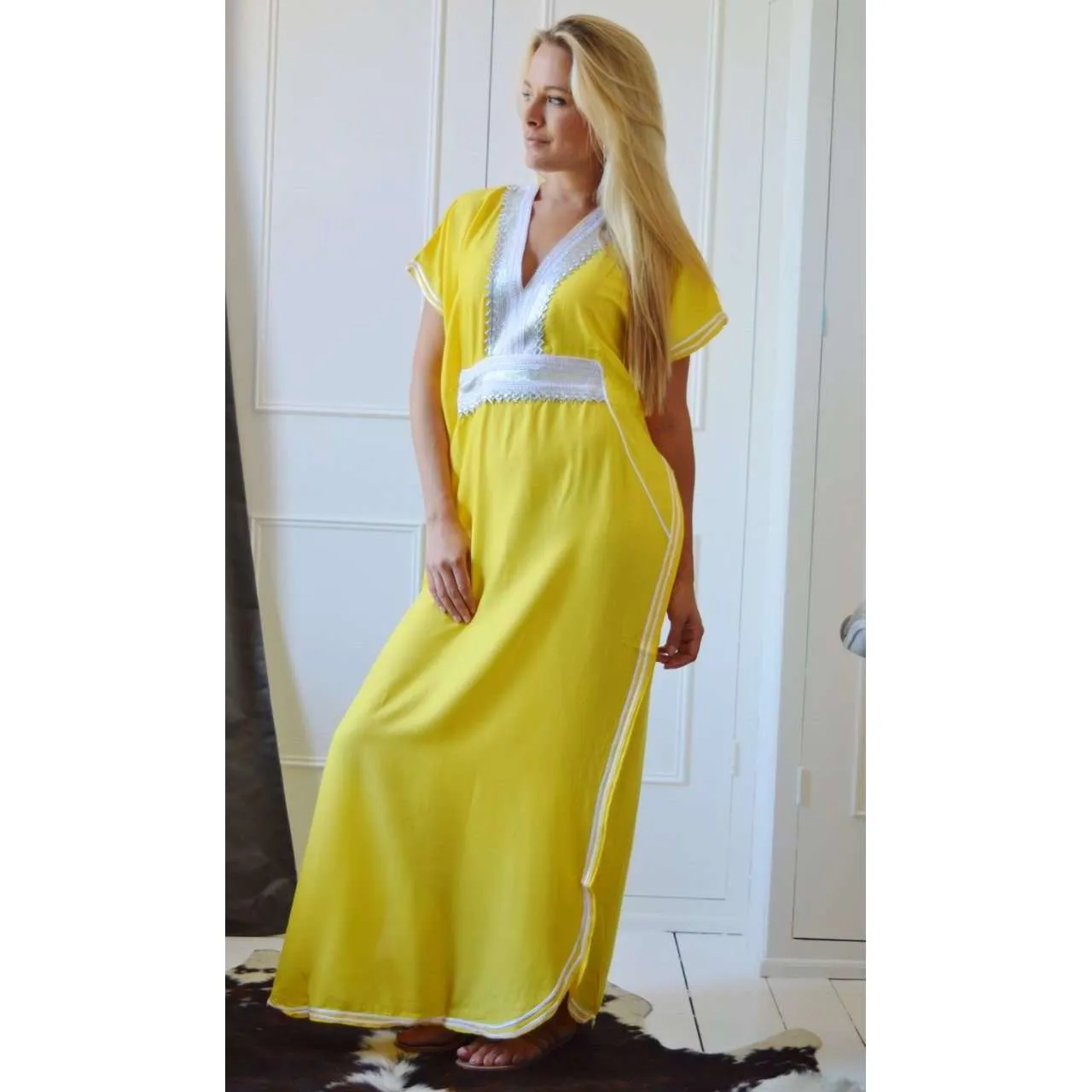 Beach Yellow Marine Kaftan Resortwear