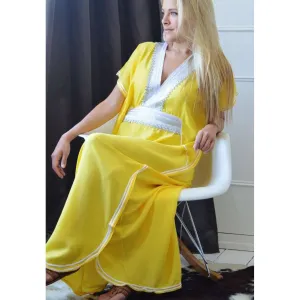 Beach Yellow Marine Kaftan Resortwear