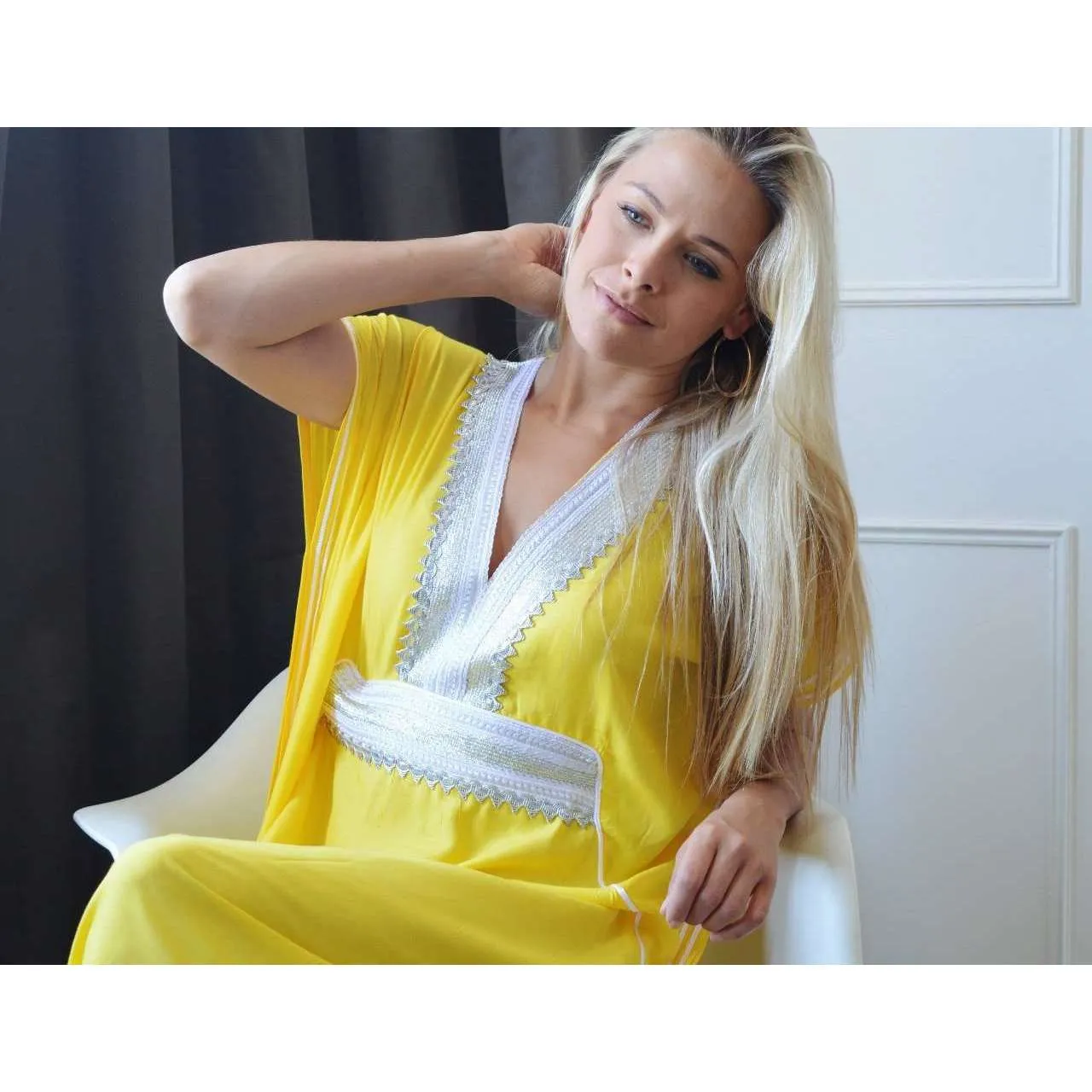 Beach Yellow Marine Kaftan Resortwear