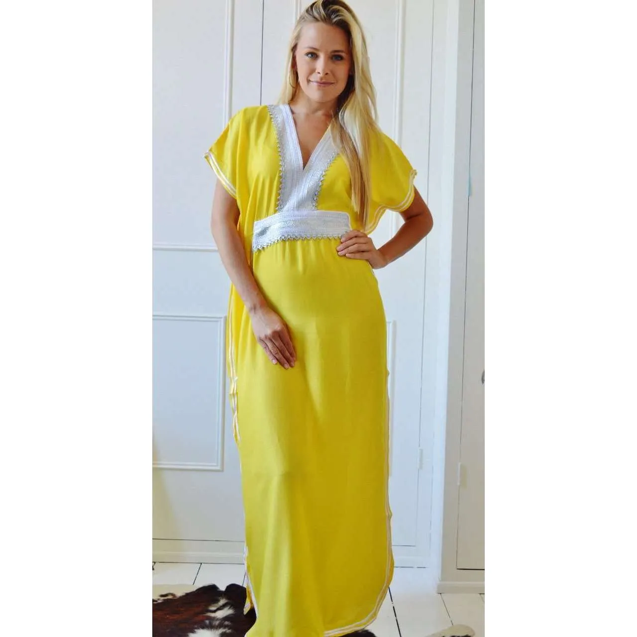 Beach Yellow Marine Kaftan Resortwear