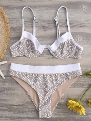 Beige Backless V-Neck Bikinis