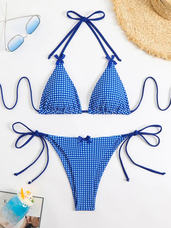 Bella's Lace-up Plaid Print Bikini