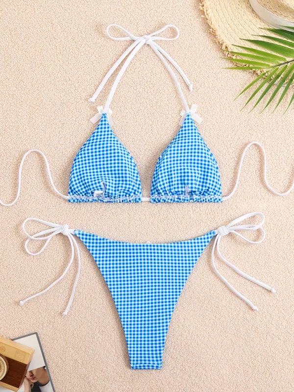 Bella's Lace-up Plaid Print Bikini