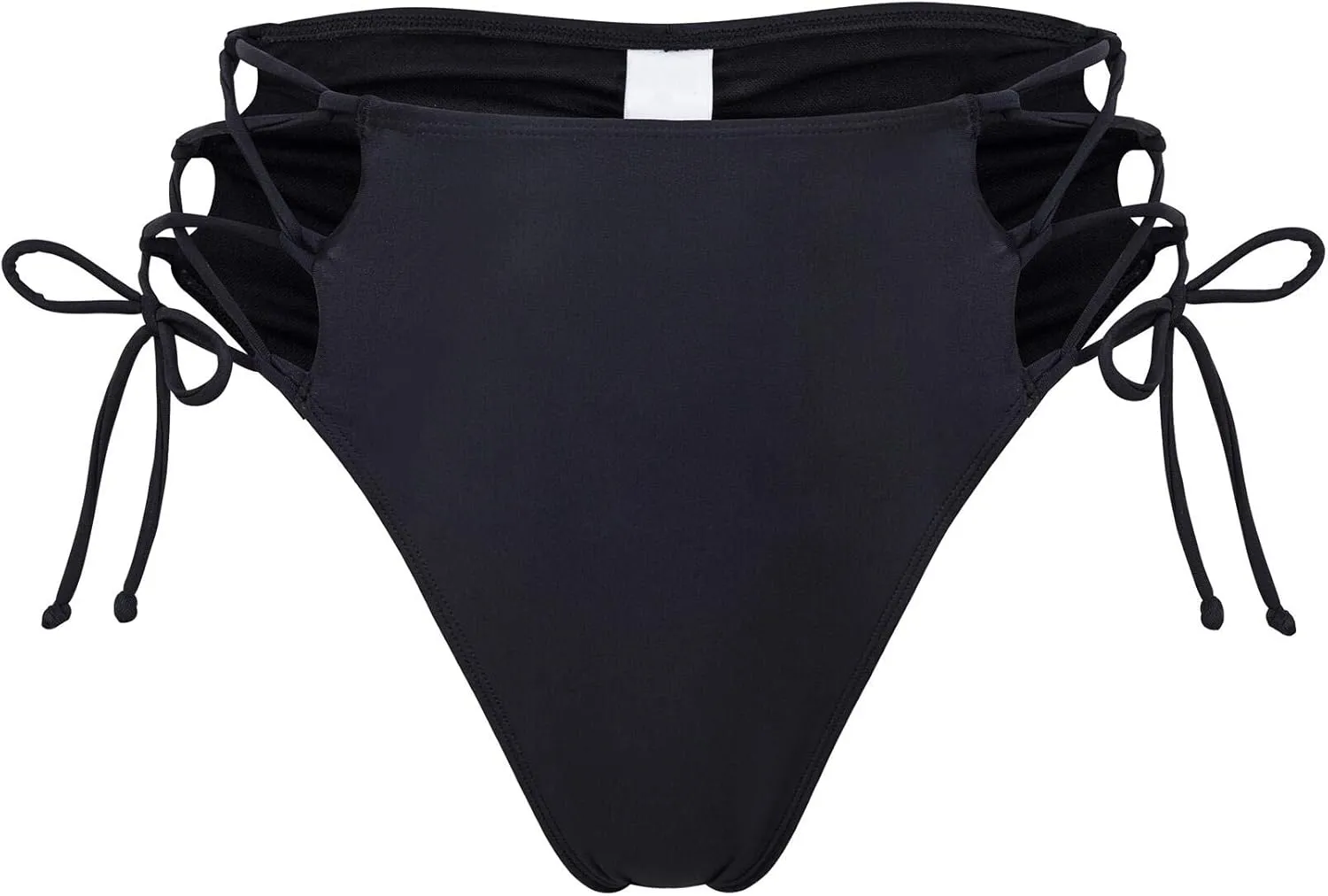Bestselling Curvy High Waist Strappy Tie Side Ruched Retro Cut Leg Lace Up Cheeky Swim Briefs Bikini Bottom