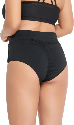 Bestselling Trimmer Curvy Women Swimsuit Crossover High Waist Cheeky Ruched Bikini Swimwear Tankini Bottom