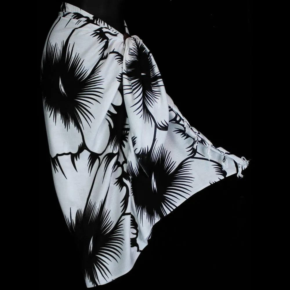 Big Black and White Hibiscus Sarongs