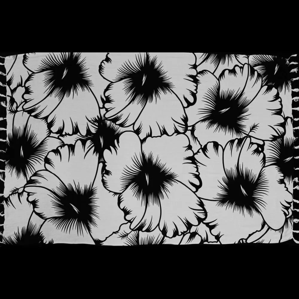 Big Black and White Hibiscus Sarongs