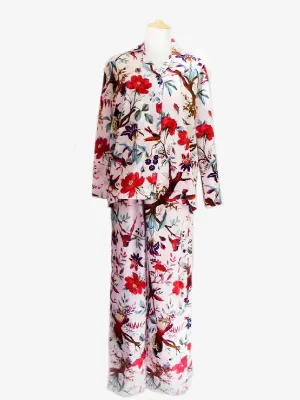 Bird of Paradise Cotton Pyjamas - White