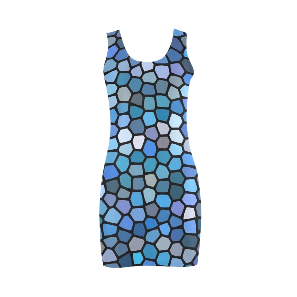 Black and Blue Stained Glass Sleeveless Tank Dress up to 3 XL (FWS)
