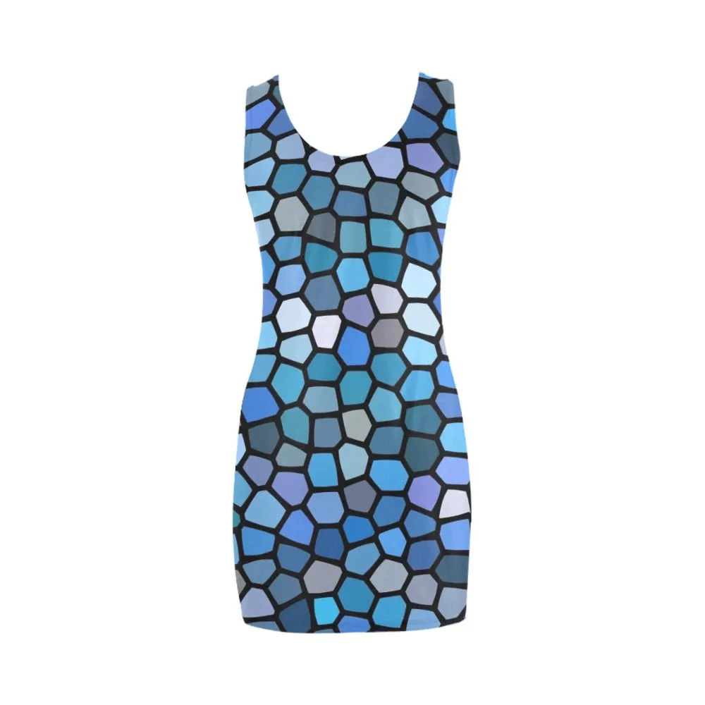 Black and Blue Stained Glass Sleeveless Tank Dress up to 3 XL (FWS)