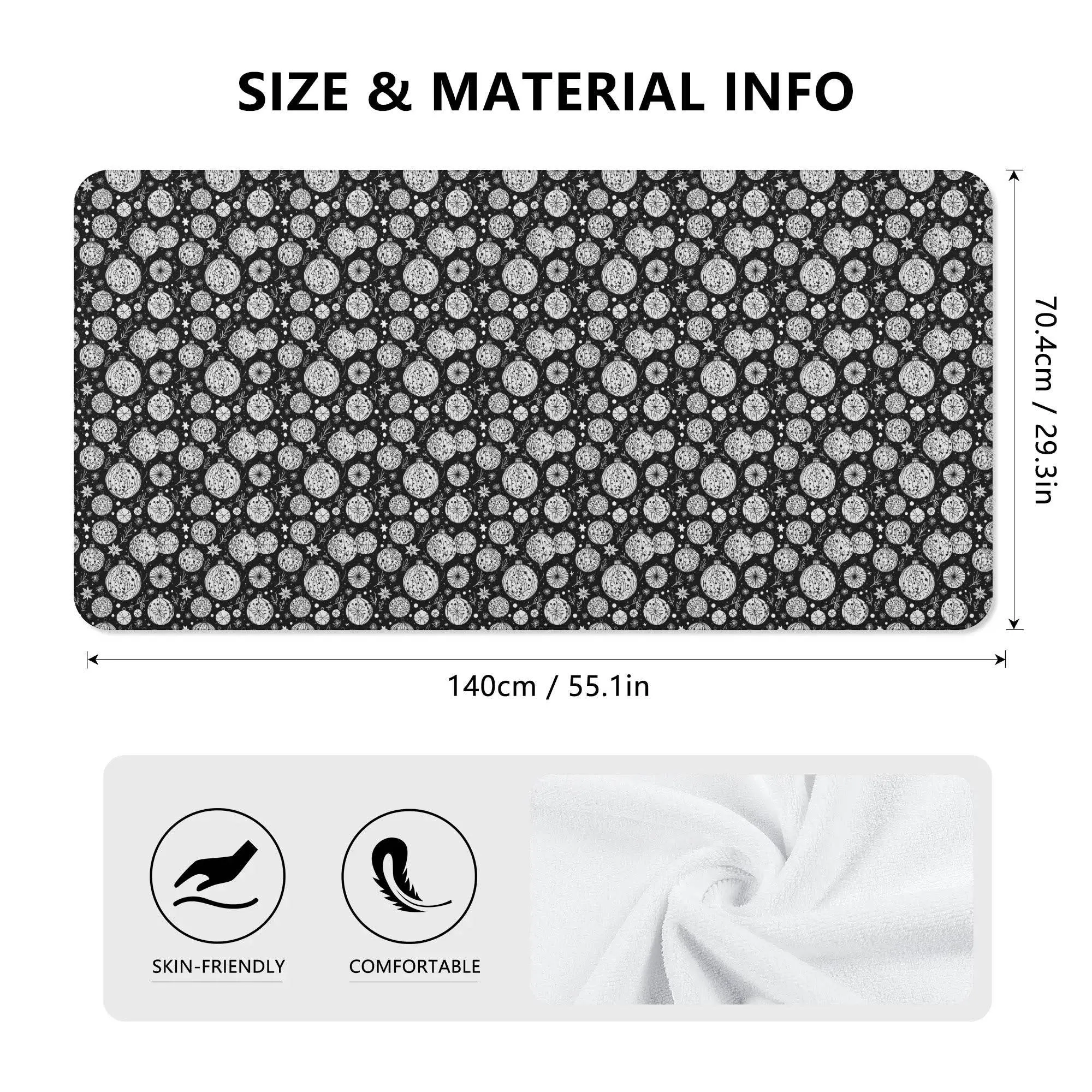 Black and White Ornament Bath Towel