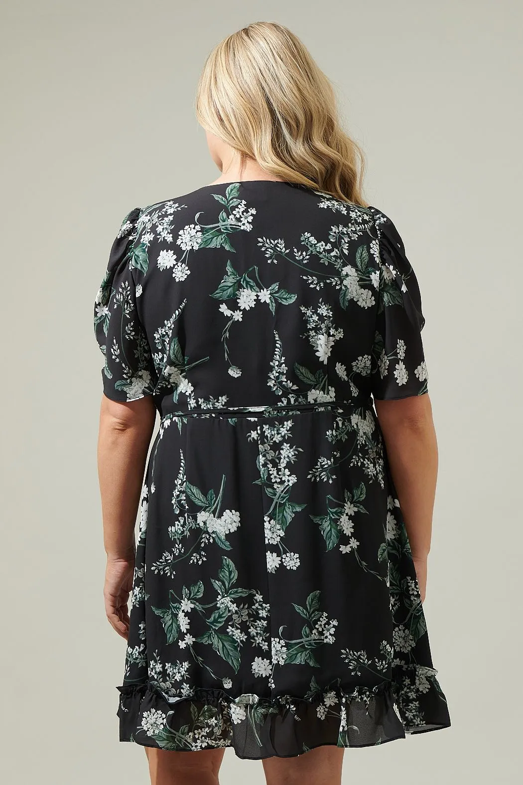 Black Floral Wrap Dress