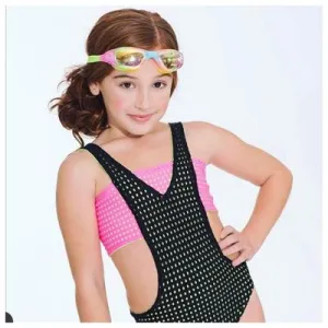 BLACK MESH HOT PINK BANDEAU MONOKINI