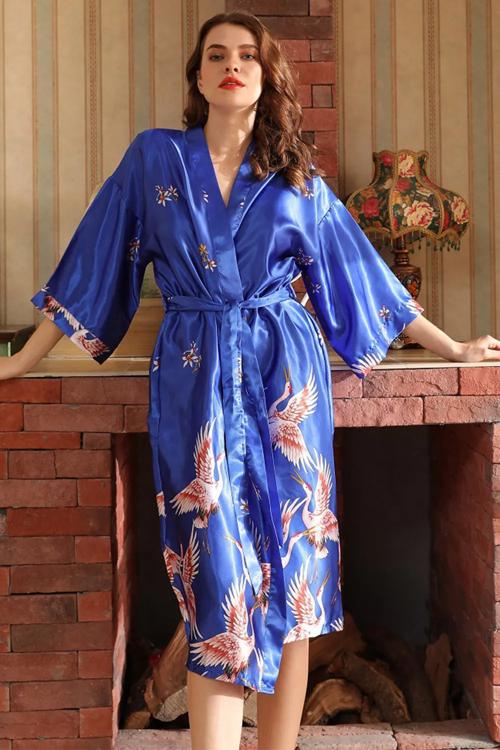 Black Midi Kimono Bridal Party Robes