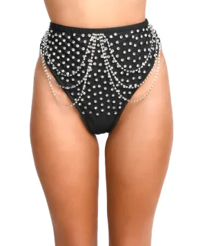 Black Rhinestone High Waisted Bottoms