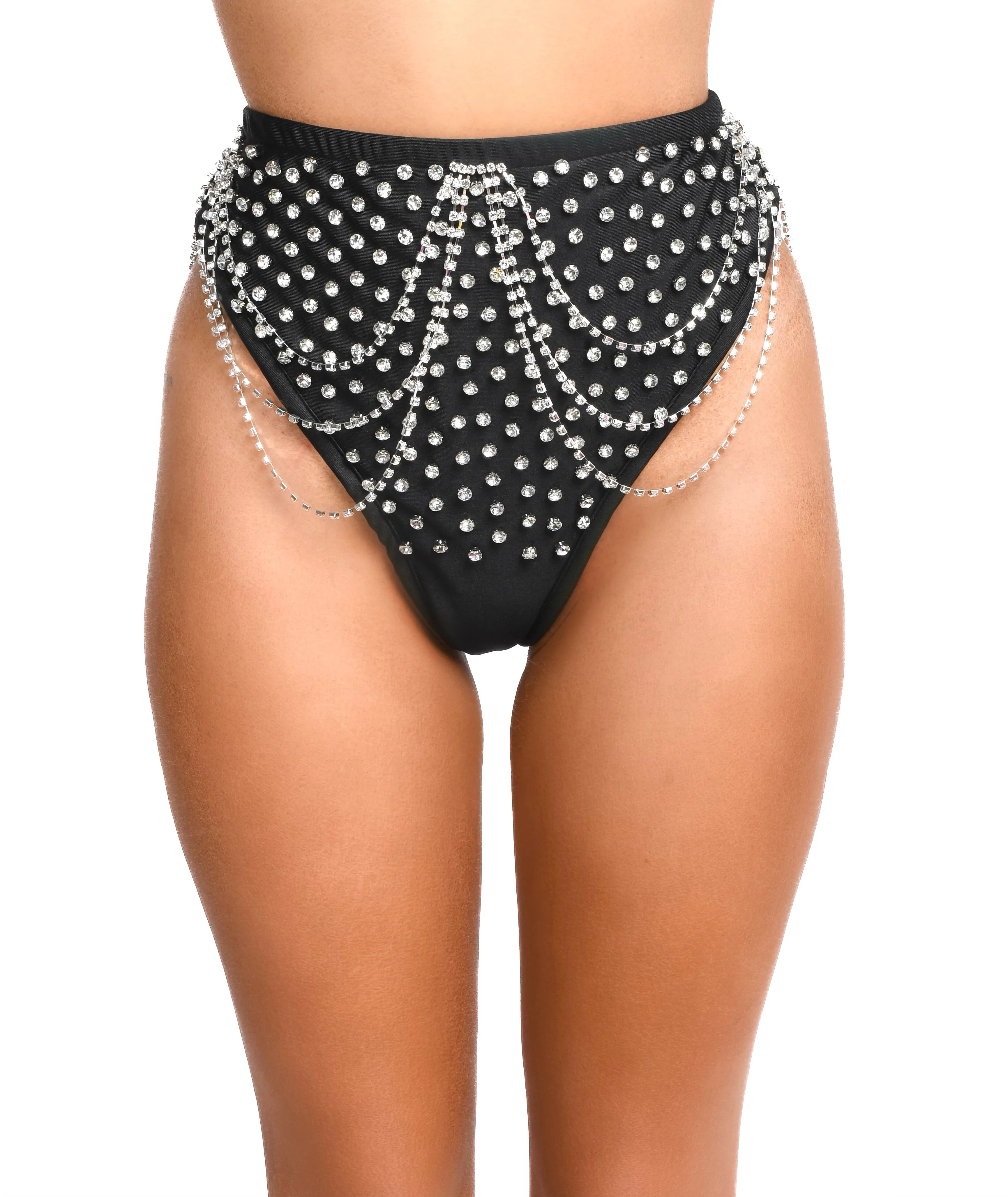 Black Rhinestone High Waisted Bottoms