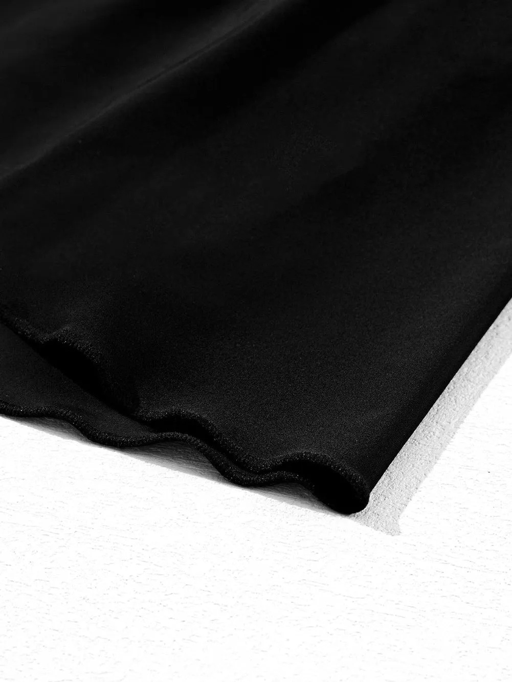 Black Ruffled High Waist Petal Swim Shorts