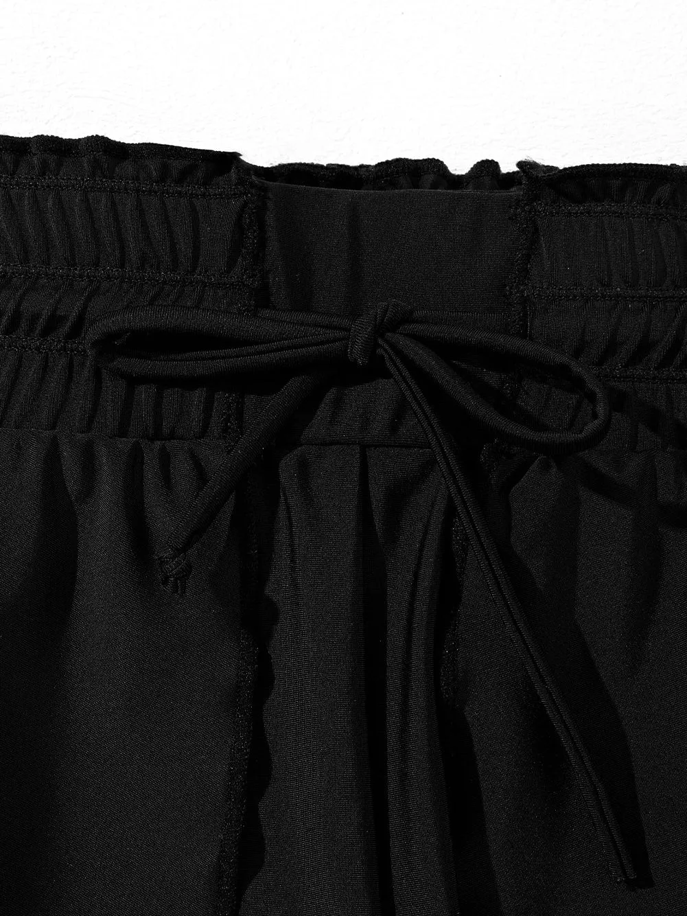 Black Ruffled High Waist Petal Swim Shorts