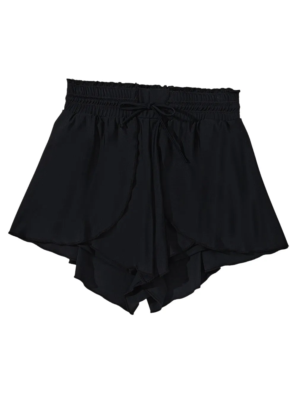 Black Ruffled High Waist Petal Swim Shorts